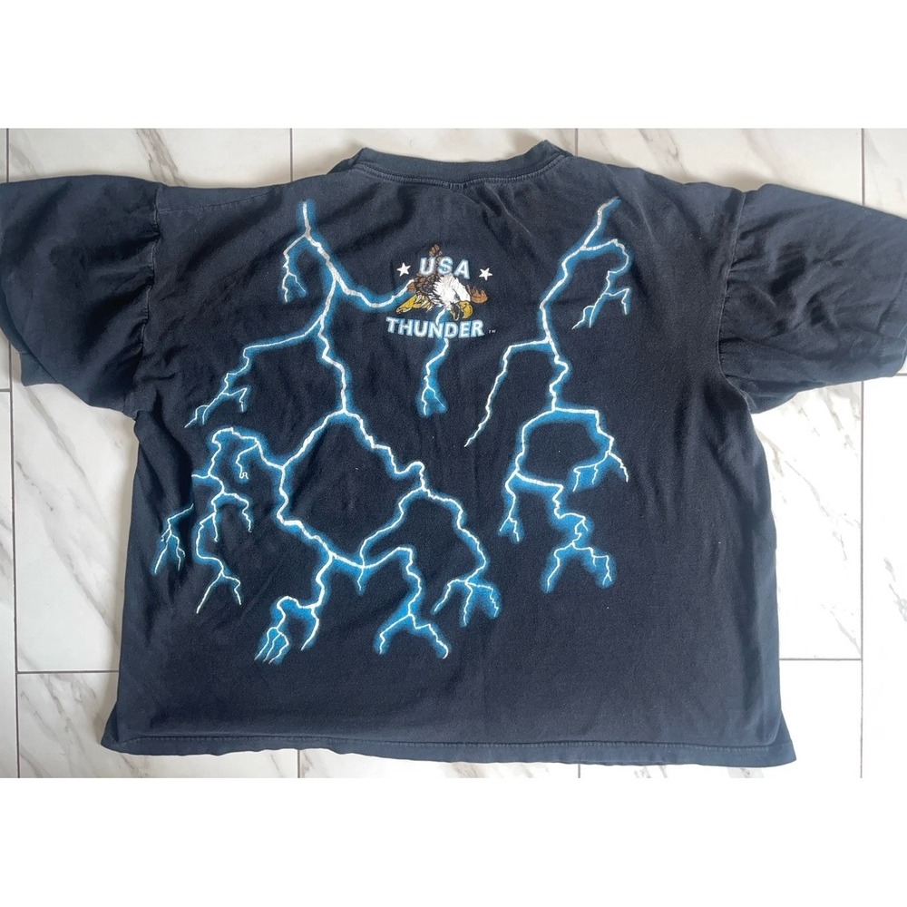 Vintage American Thunder Tiger Lightning Animal T-Shirt Men's XXL 90s Tee 2XL - Picture 4 of 12